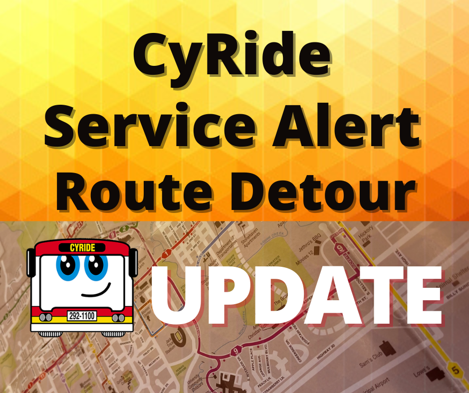 CyRide Service Alert to update a route detour